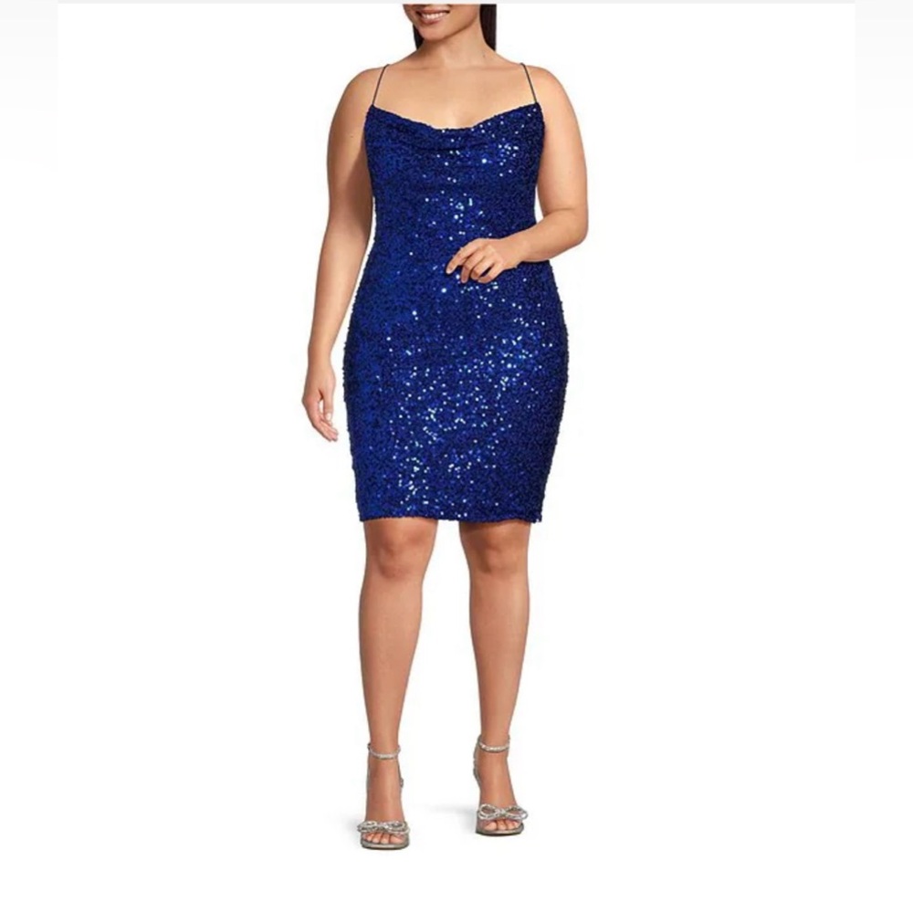 EUC - B. Darlin Plus - Royal Blue Sequin Strappy - Bodycon Dress 19W!!!!